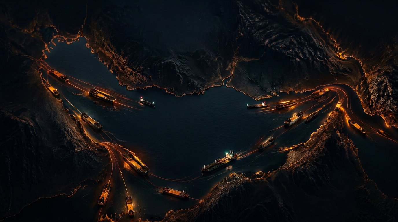 Oil tankers crossing the Strait of Hormuz